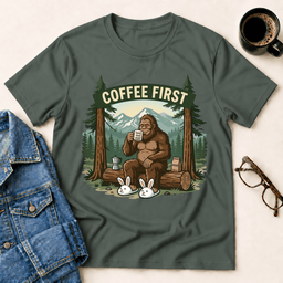 Bigfoot Coffee First T Shirt Gift For Adults
