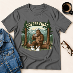 Bigfoot Coffee First T Shirt Gift For Adults