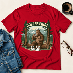 Bigfoot Coffee First T Shirt Gift For Adults