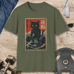 Retro Deadlift Cat T Shirt Gift For Fitness Lover
