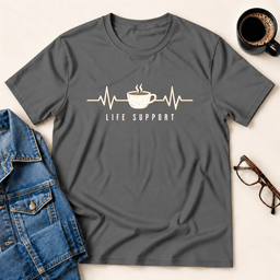 Coffee Heartbeat Life Support T Shirt Gift For Adults