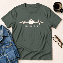 Coffee Heartbeat Life Support T Shirt Gift For Adults