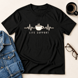 Coffee Heartbeat Life Support T Shirt Gift For Adults
