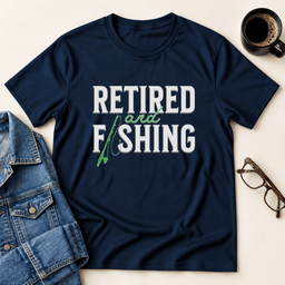 Retired And Fishing T Shirt Gift For Adults
