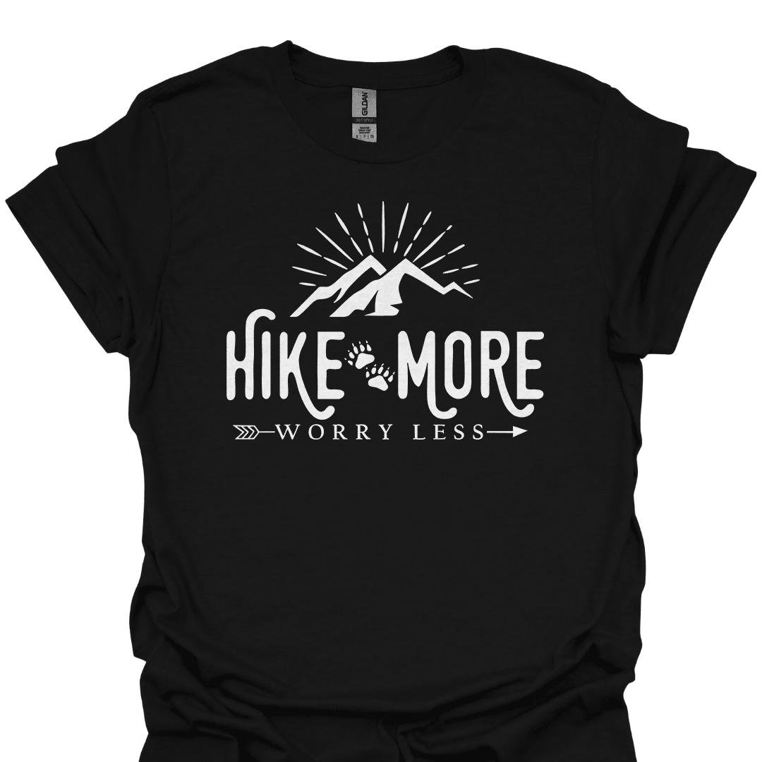 Hike More Worry Less T Shirt Gift For Hiker