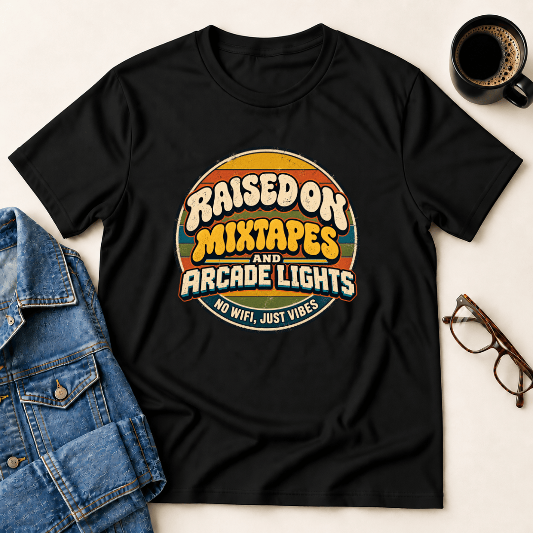 Raised On Mixed Tapes And Arcade Lights T Shirt Gift For Adults