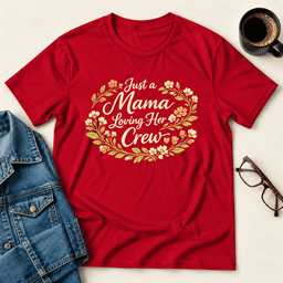 Just A Mama Loving Her Crew T Shirt Gift For Mom