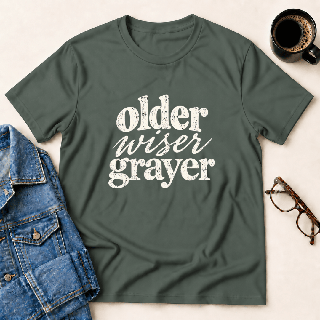 Older Wiser Grayer T Shirt Gift For Adults