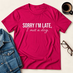 Sorry Im Late I Met A Dog T Shirt Gift For Adults