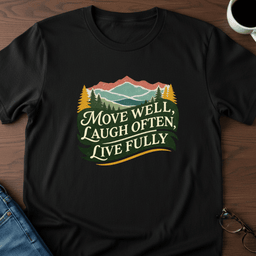 Move Well Laugh Often Live Fully T Shirt Gift For Adults