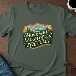 Move Well Laugh Often Live Fully T Shirt Gift For Adults