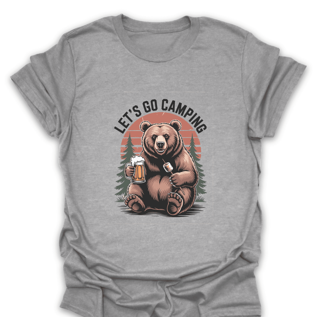 Lets Go Camping Bear T Shirt Gift For Hiker