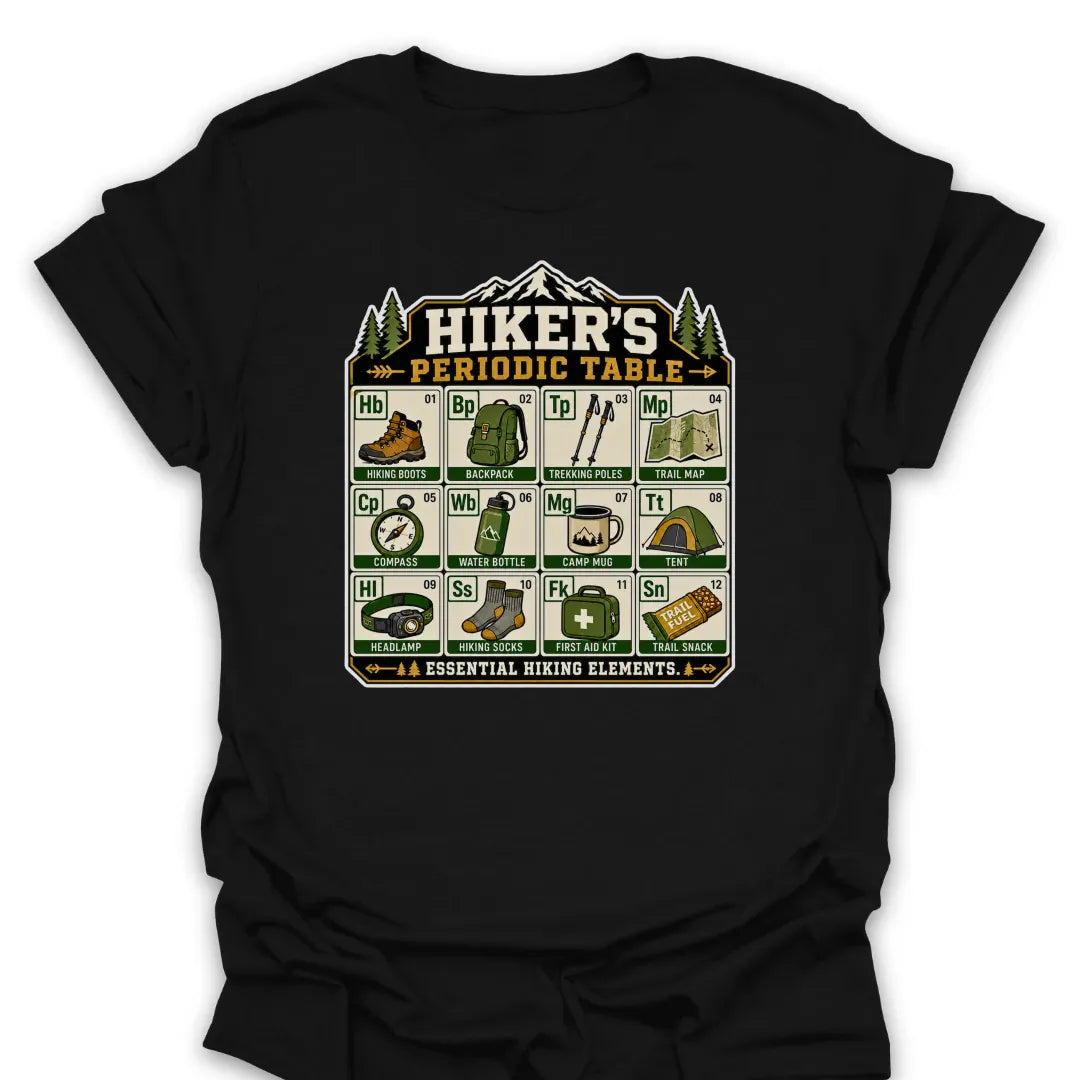 Hikers Periodic Table T Shirt Gift For Hiker