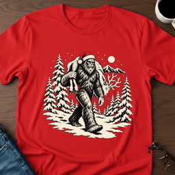 Squatch And Reindeer T Shirt Gift For Adults