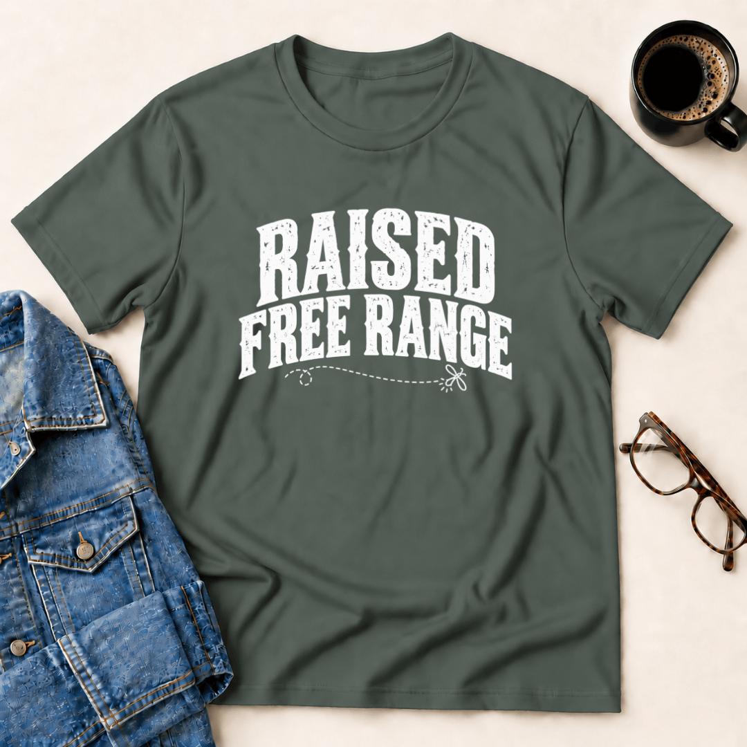 Raised Free Range T Shirt Gift For Adults