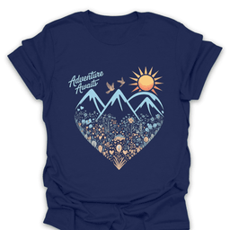 Adventure Awaits Mountain Heart T Shirt Gift For Hiker