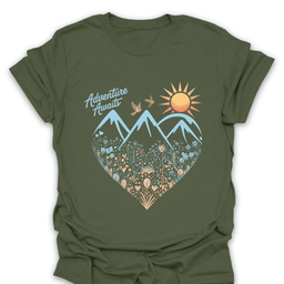 Adventure Awaits Mountain Heart T Shirt Gift For Hiker