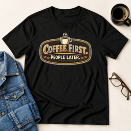 Coffee First People Later T Shirt Gift For Adults