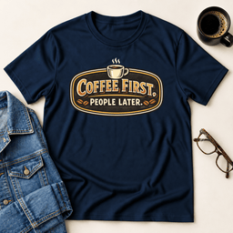 Coffee First People Later T Shirt Gift For Adults