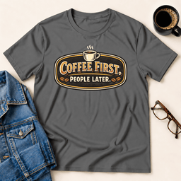 Coffee First People Later T Shirt Gift For Adults