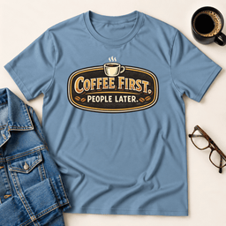 Coffee First People Later T Shirt Gift For Adults