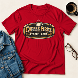 Coffee First People Later T Shirt Gift For Adults