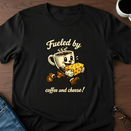 Fueled By Coffee And Cheese T Shirt Gift For Adults