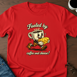 Fueled By Coffee And Cheese T Shirt Gift For Adults