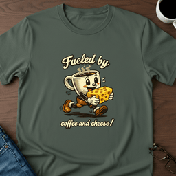 Fueled By Coffee And Cheese T Shirt Gift For Adults