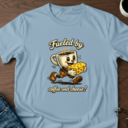 Fueled By Coffee And Cheese T Shirt Gift For Adults