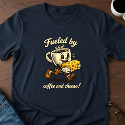 Fueled By Coffee And Cheese T Shirt Gift For Adults