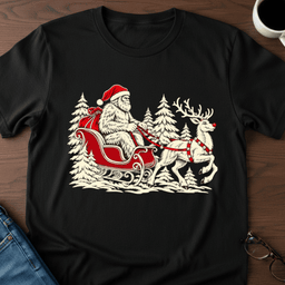 Santa Squatch And Rudolph T Shirt Gift For Adults