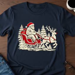 Santa Squatch And Rudolph T Shirt Gift For Adults