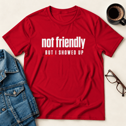 Not Friendly But I Showed Up T Shirt Gift For Adults