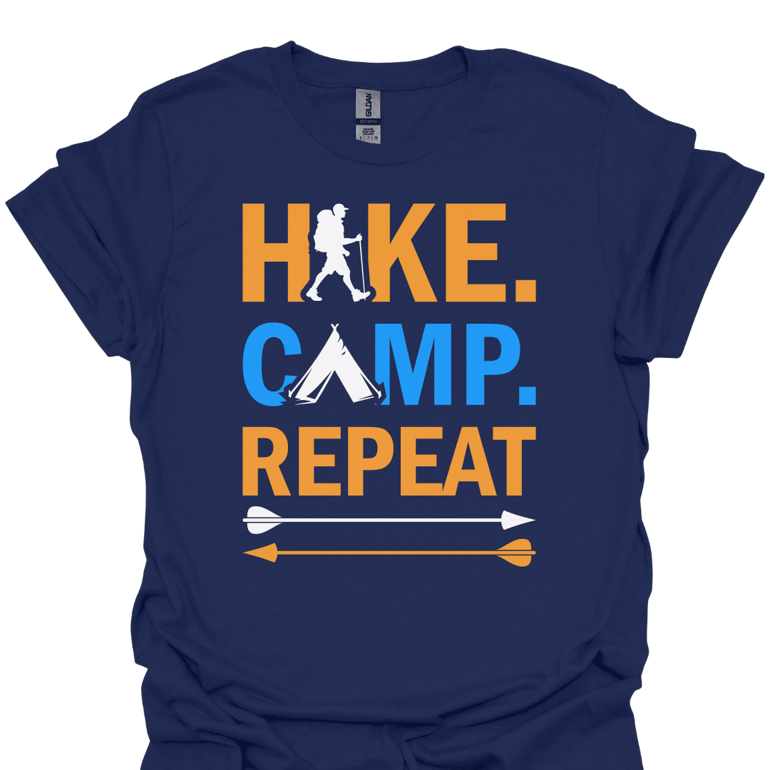 Hike Camp Repeat T Shirt Gift For Hiker
