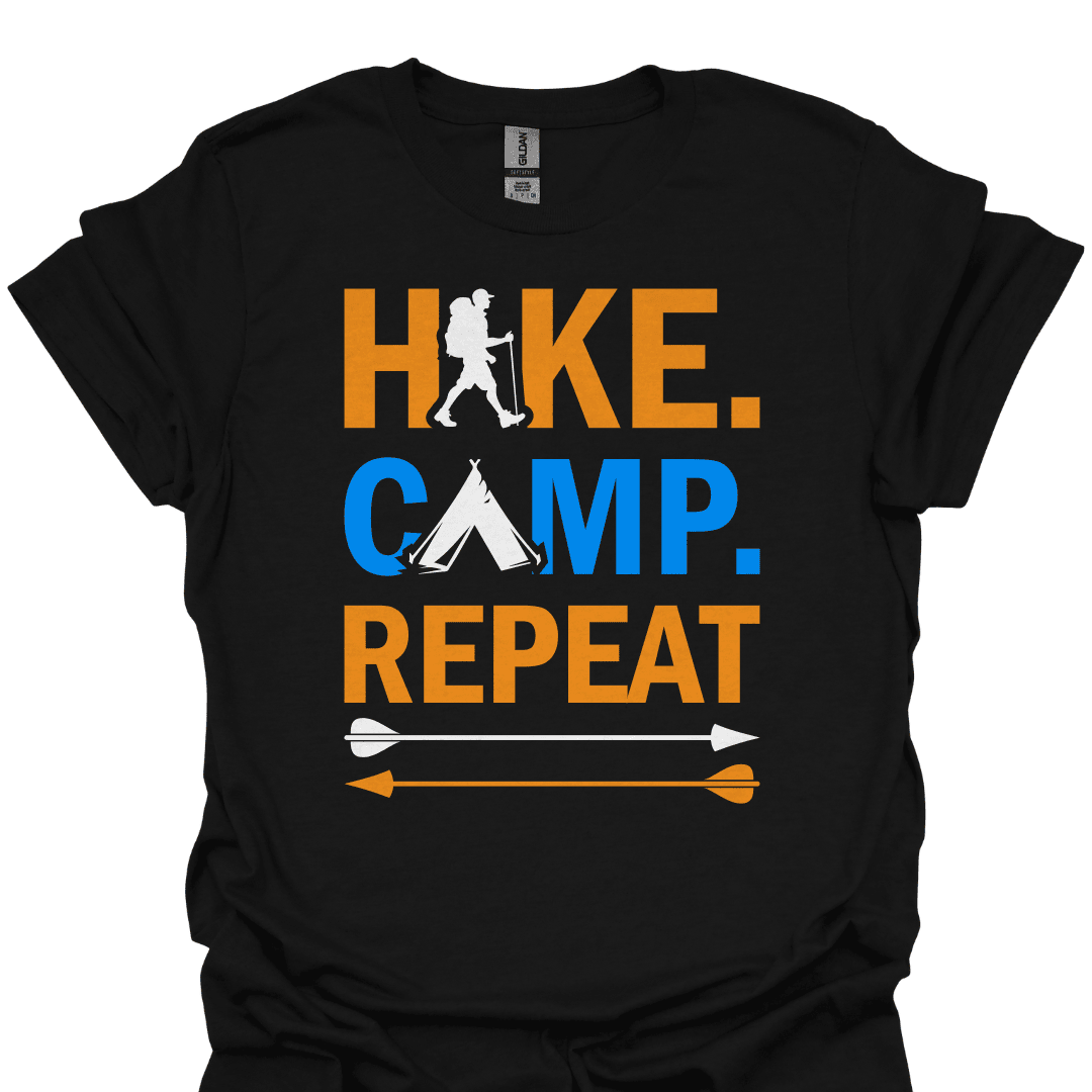 Hike Camp Repeat T Shirt Gift For Hiker