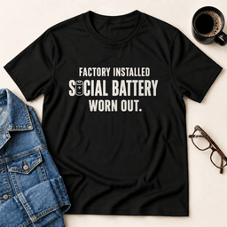 Factory Installed Social Battery Worn Out T Shirt Gift For Adults