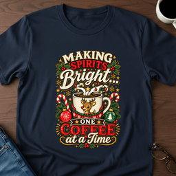 Making Spirits Bright One Coffee At A Time T Shirt Gift For Adults