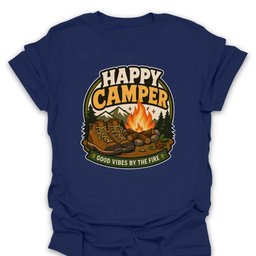 Happy Camper Good Vibes T Shirt Gift For Hiker
