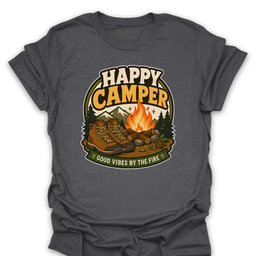Happy Camper Good Vibes T Shirt Gift For Hiker