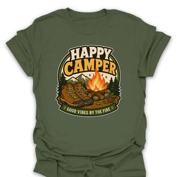 Happy Camper Good Vibes T Shirt Gift For Hiker