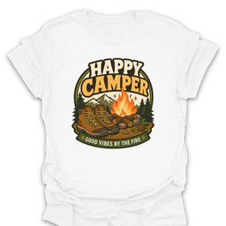 Happy Camper Good Vibes T Shirt Gift For Hiker