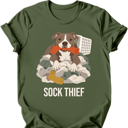 Pitbull Sock Thief T Shirt Gift For Dog Lover