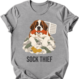 Saint Bernard Sock Thief T Shirt Gift For Dog Lover