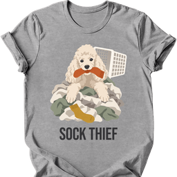 Poodle Sock Thief T Shirt Gift For Dog Lover