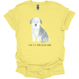Sheepdog Love Is A Four Legged Word T Shirt Gift For Dog Lover