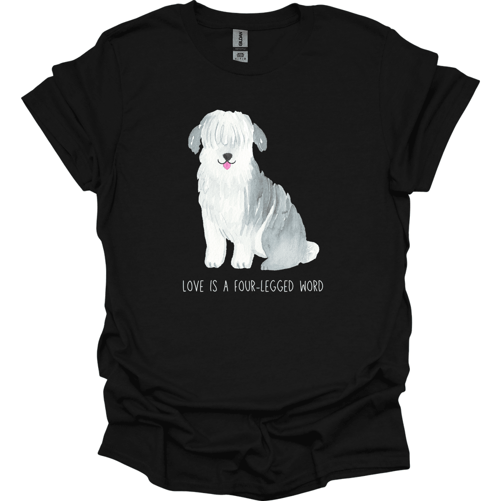 Sheepdog Love Is A Four Legged Word T Shirt Gift For Dog Lover