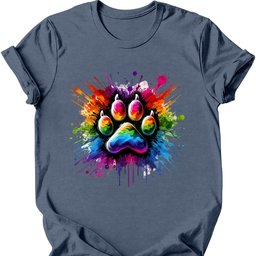 Splatter Paint Paw T Shirt Gift For Dog Lover