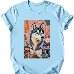 Siberian Husky Boho Dog T Shirt Gift For Dog Lover