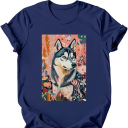 Siberian Husky Boho Dog T Shirt Gift For Dog Lover